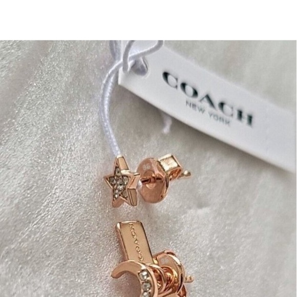 NWT Host Pick COACH Moon & Star Mismatched Stud Earrings Rose Gold - Picture 7 of 10